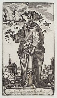 Altzenbach, Gerhard Der Tod als Edelfrau. Um 1630. Kupferstich auf Vergé. 23,7 x 13 cm (34,5 x 20,5 cm).
