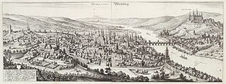 Merian d. Ä., Matthäus 17 Ansichten aus Merians Topographia Germaniae. Frankfurt, um 1654. Je Kupferstich auf Vergé. Blattmaße von 6,1 x 9,2 cm bis 32