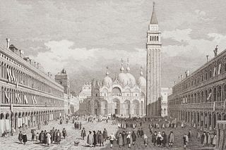   Sammlung von 20 kleinformatigen Ansichten und einer Karte von Venedig. Überwiegend Deutschland, Frankreich und England, 19. Jh. Verschiedene Technik