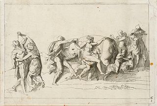 Ertinger, Franz Sammlung von 3 mythologischen Szenen nach Zeichnungen von Raymond Lafage. Um 1690. Je Kupferstich auf Papier. Blattmaße von 17 x 26 cm