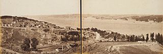   Bosphorus. Panorama als photographisches Leporello. Albumin. 11 Segmente. Je 19,5 x 27 cm. Insgesamt 297 cm. Ohne Photograph. Wohl um 1880.