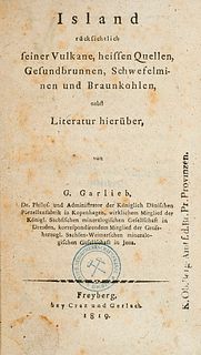   Island rücksichtlich seiner Vulkane, heissen Quellen, Gesundbrunnen, Schwefelminen und Braunkohlen. Freyberg, Craz & Gerlach, 1819. V, 140 S. 18,5 x