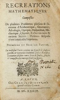 Appier-Hanzelet, Jean (Jean Leurechon (1591-1670) zugeschrieben) Recreations Mathématiques Composées de Plusieurs Problèmes Plaisans & Facetieux d'Ari
