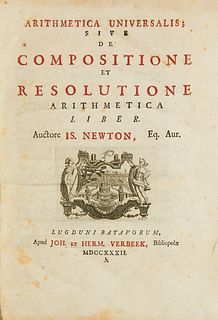 Newton, Isaac Arithmetica universalis, sive de compositione et resolutione arithmetica liber. Titel in Rot u. Schwarz mit gestoch. Vignette, 13 gefalt