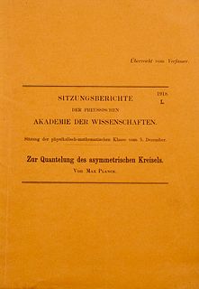 Planck, Max Zur Quantelung des assymetrichen Kreises. Sitzungsberichte der Königlich Preussischen Akademie der Wissenschaften. 1918. L. Sitzung der ph
