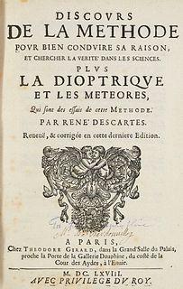 Descartes, René Discours de la méthode, pour bien conduire sa raison et chercher la vérité dans les sciences. Plus la dioptrique et les météores, qui 