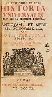 Cellarius, Christoph Historia universalis: breviter ac perspicue exposita, in antiquam, et medii aevi ac novam divisa, cvm notis perpetuis. 4 Bde. Mit