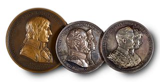   Sammlung von 2 Silber- und 8 Bronze-Medaillen. Versch. Durchmesser von ca. 4,5 bis 6,9 cm.