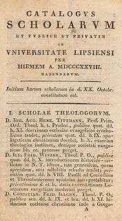 Alma Mater Lipsiensis Catalogus scholarum et publice et privatim in universitate lipsiensi. Leipzig, 1826, 1828 u. 1831. Dabei: Catalogus lectionum et