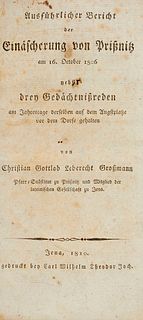 Großmann, Christian Gottlob Leberecht Ausführlicher Bericht der Einäscherung von Prißnitz am 16. October 1806 nebst drey Gedächtnißreden am Jahrestage
