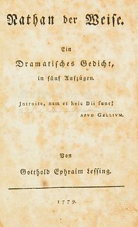 Lessing, Gotthold Ephraim "Nathan der Weise. Ein dramatisches Gedicht, in fünf Aufzügen. ""Introite, nam et heic Dii sunt! / APUD GELLIVM."" (Berlin, 