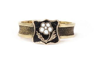 LOT WITHDRAWN A Victorian gold enamel memorial ring,