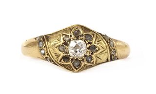 A Victorian gold diamond star cluster ring,