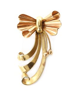 A Dutch gold bow brooch,