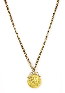 A George V sovereign pendant and chain,