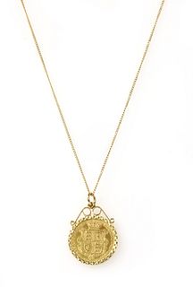 A Victoria half sovereign pendant,