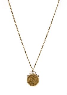 An Edward VII half sovereign pendant,