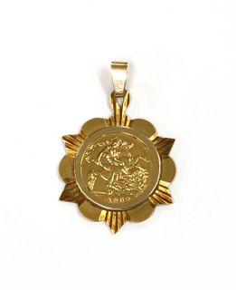 An Elizabeth II half sovereign pendant,