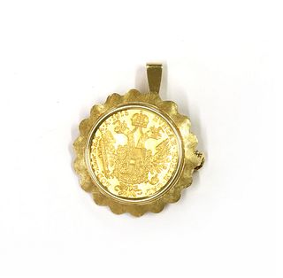 An Austrian ducat coin brooch/pendant,