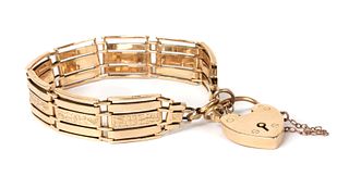 A gold five row gate bracelet,