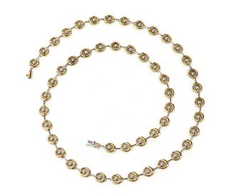 A 9ct two colour gold necklace,