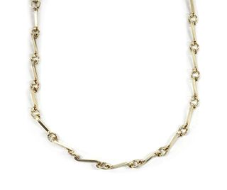 A 9ct gold handmade scroll link necklace,