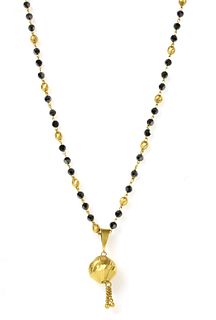 An Indian high carat gold pendant and chain,