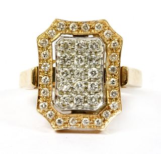 A two colour gold pav? diamond ring,