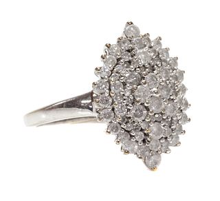 A 9ct white gold diamond cluster ring,