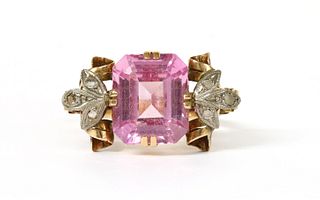 A Continental gold synthetic corundum and diamond ring,