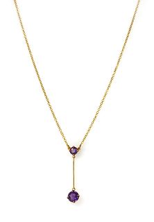 A gold amethyst Edna May-style pendant,