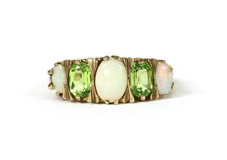 A 9ct gold opal and peridot ring,