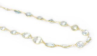 A gold aquamarine rivi?re necklace,