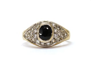 A 9ct gold sapphire and cubic zirconia ring,