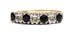 A 9ct gold sapphire and diamond half eternity ring,
