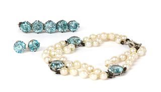 A quantity of blue zircon jewellery,