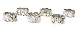 A set of six animal napkin rings, by Patrick Mavros,