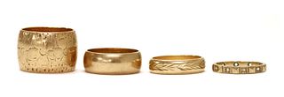 Four 9ct gold wedding rings,
