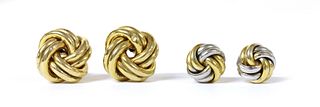 A pair of 9ct gold knot stud earrings,
