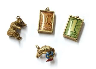 Four gold charms,