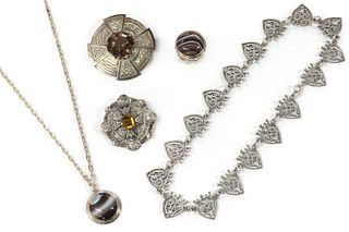 A small quantity of Scottish silver jewellery,