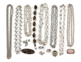 A large quantity of silver jewellery,