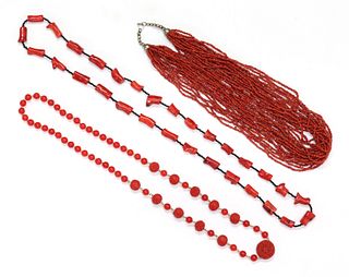 Three bead necklaces,