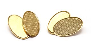 A pair of cased 9ct gold chain link cufflinks,