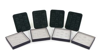 A quantity of jewellery ring display trays and pads,