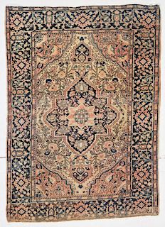 Antique Sarouk Ferahan Rug: 3'4" x 4'8" (102 x 142 cm)