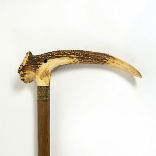 Folkart Staghorn Cane With Glass Eyes