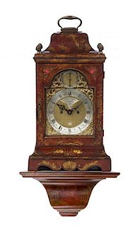 * A George III Chinoiserie Red Lacquered Bracket Clock, FRANCIS PERIGAL, LONDON, Height overall 27 1/2 inches.