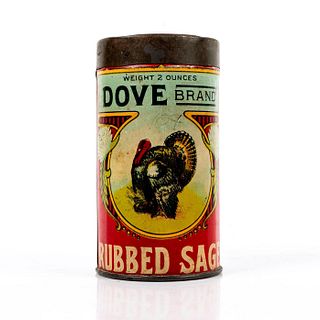 Rare Dove Brand Rubbed Sage Lithograph Spice Tin