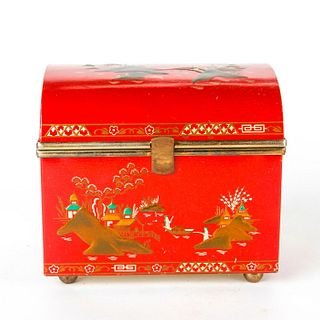 Baret Ware Chinese Tin Jewelry Box of Garden